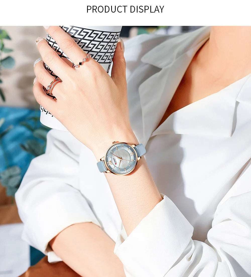 Curren Elegance Blue™ — Reloj de Mujer con Correa de Cuero