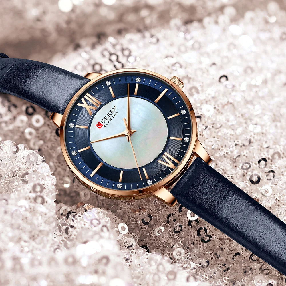 Curren Elegance Blue™ — Reloj de Mujer con Correa de Cuero
