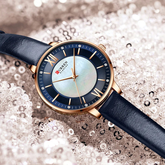 Curren Elegance Blue™ — Reloj de Mujer con Correa de Cuero