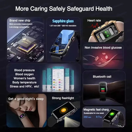 Smartwatch Glucosa No Invasiva – Monitor de Salud Avanzado