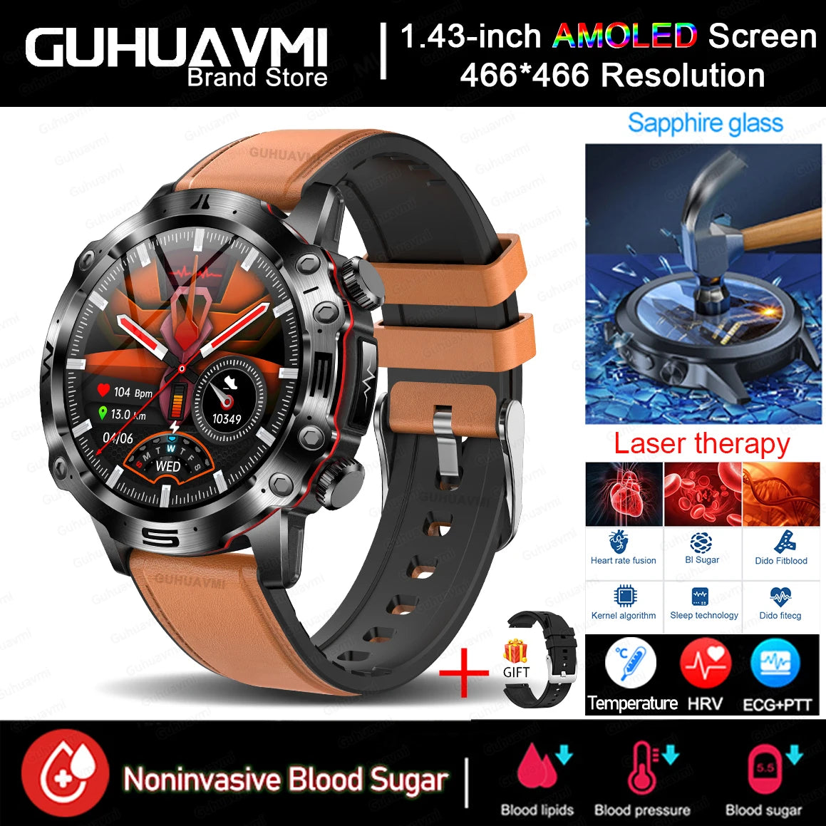 Smartwatch 2025 Premium – Salud avanzada con ECG + PPG + AMOLED