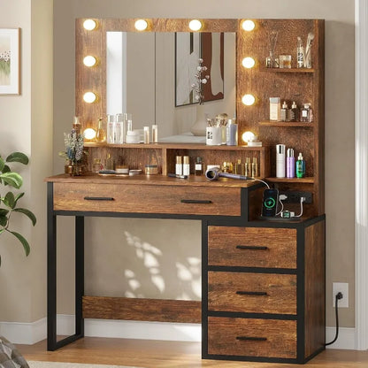 Tocador Vintage con Espejo y Luz – Estilo y Funcionalidad en Un Solo Mueble