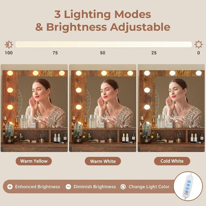 Tocador Vintage con Espejo y Luz – Estilo y Funcionalidad en Un Solo Mueble
