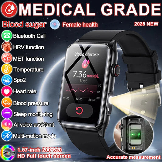 Smartwatch Glucosa No Invasiva – Monitor de Salud Avanzado