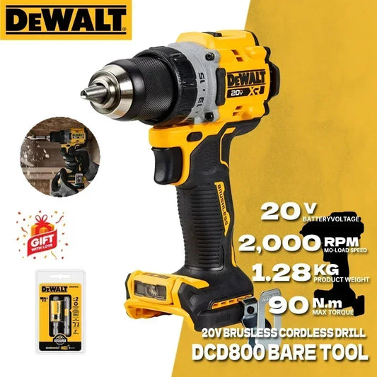 DEWALT DCD800 18V – Taladro Inalámbrico Brushless de Alto Desempeño (Solo Herramienta)