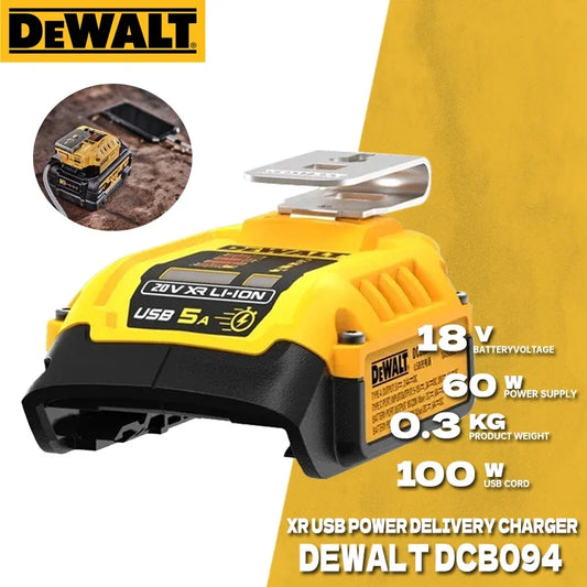 DEWALT DCB094 PowerPort – Cargador Rápido USB-C para Baterías XR y FLEXVOLT