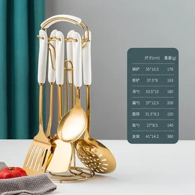 Juego de 7 Utensilios de Cocina de Acero Inoxidable – Resistencia y Elegancia para Tu Cocinahen Tools